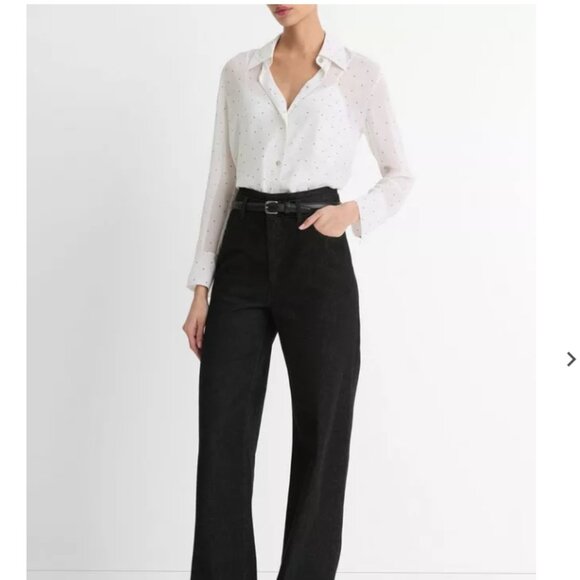 NWT Vince Sheer Dot-Print Silk Lined Blouse with matching camisole - Picture 3 of 7